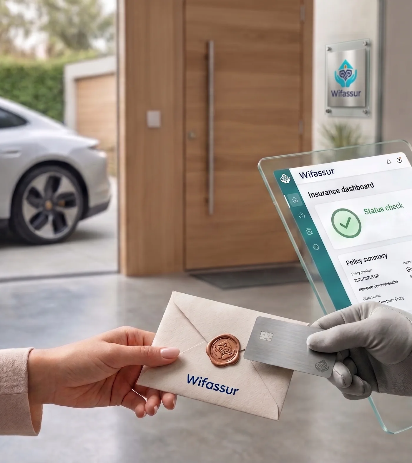 Livraison d'un contrat d'assurance Wifassur à domicile, avec le suivi du dossier sur tablette.